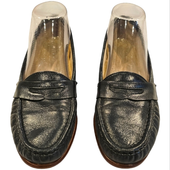 SAS Tripad Simplify Leather Moccasin Slip On Penny Loafers 7.5 Medium Navy Blue